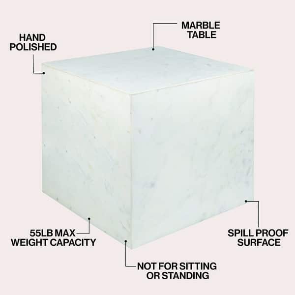 dimension image slide 2 of 6, Felix Minimalist Marble Cube End Table, Stone Square Block Side Table, Solid Living Room Accent Pedestal