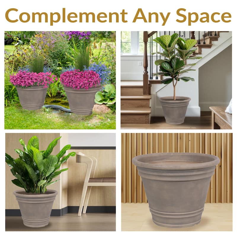 Sunnydaze Franklin Outdoor Flower Pot Planter - Beige - 20-Inch - Single