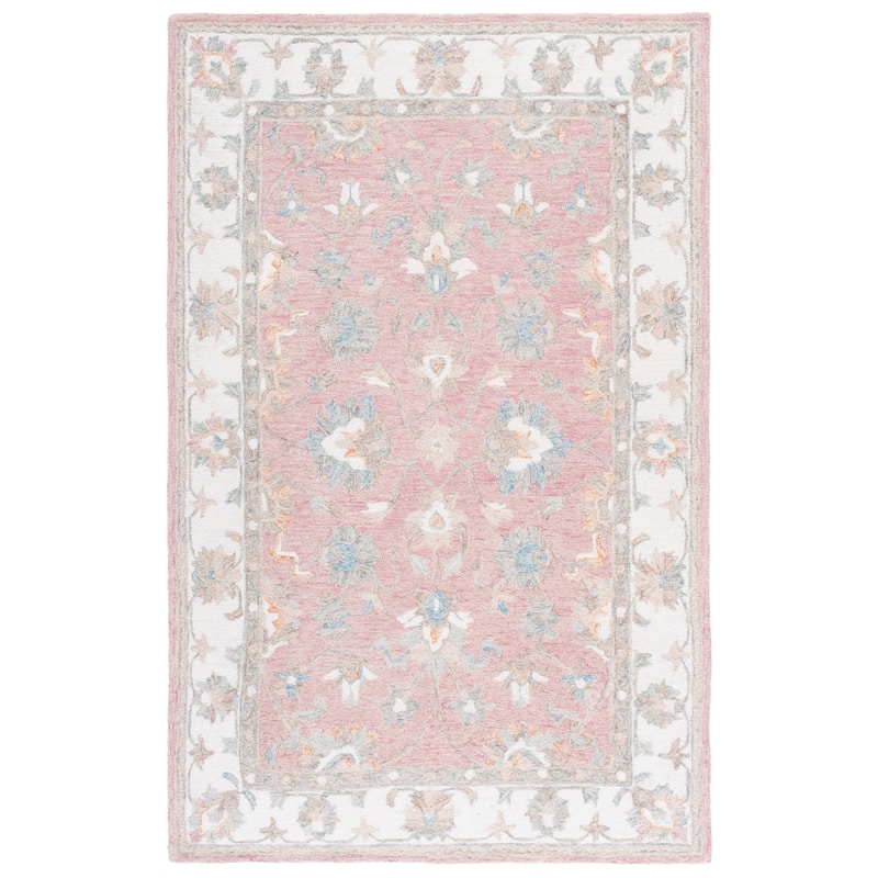 SAFAVIEH Handmade Heritage Sigþridur Traditional Wool Rug - 9' x 12' - Pink/Ivory