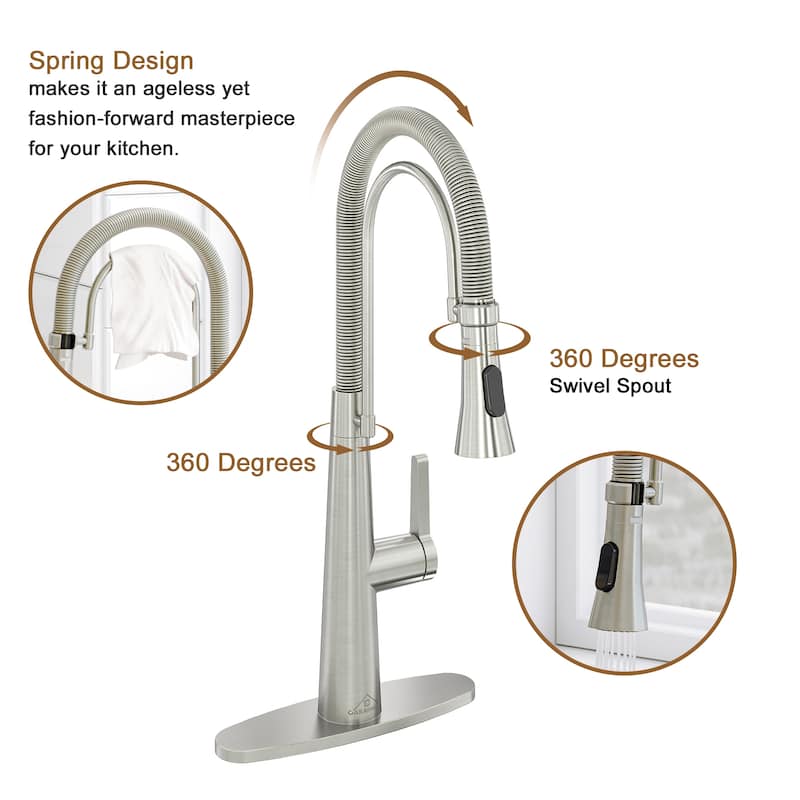 Spring Kitchen Sink Faucet with Detachable Towel Rack, Kitchen Faucet for Kitchen Sink