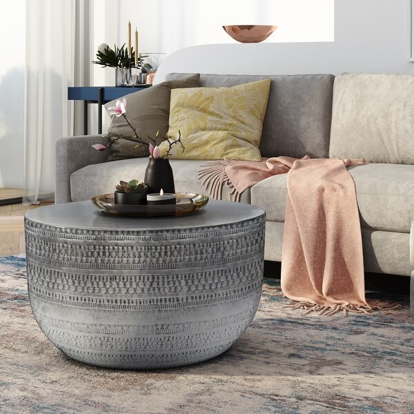 WYNDENHALL Jean Boho 30 inch Wide Metal Coffee Table in Antique