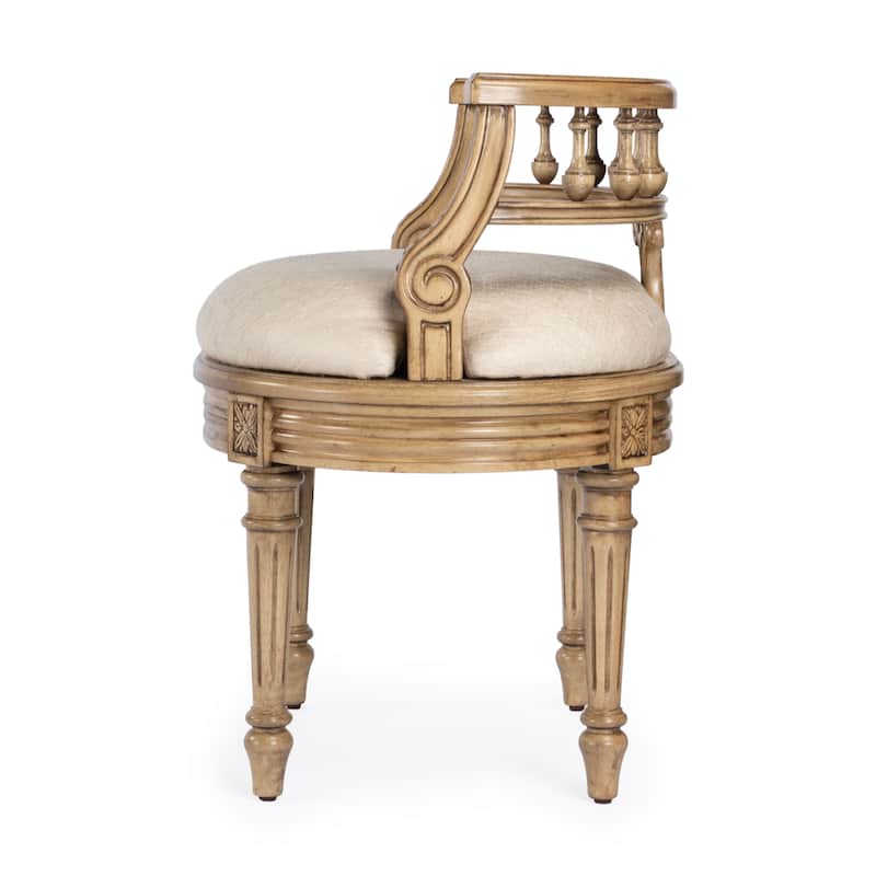 Hathaway 22.5 in. W Oval Upholstered and Wood Traditional Vanity Seat