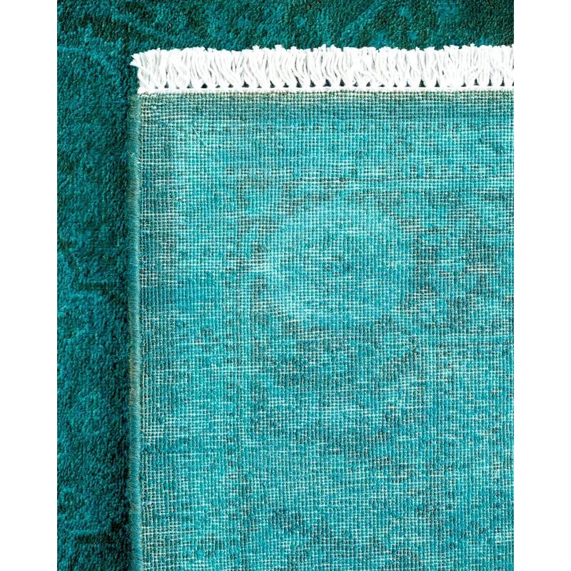 Overton Hand Knotted Wool Vintage Inspired Modern Contemporary Overdyed Blue Area Rug - 3' 2" x 5' 3"
