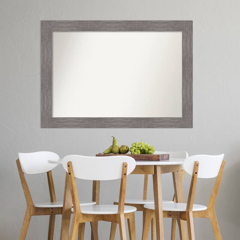 Non-Beveled Wall Mirror - Pinstripe Plank Grey Frame