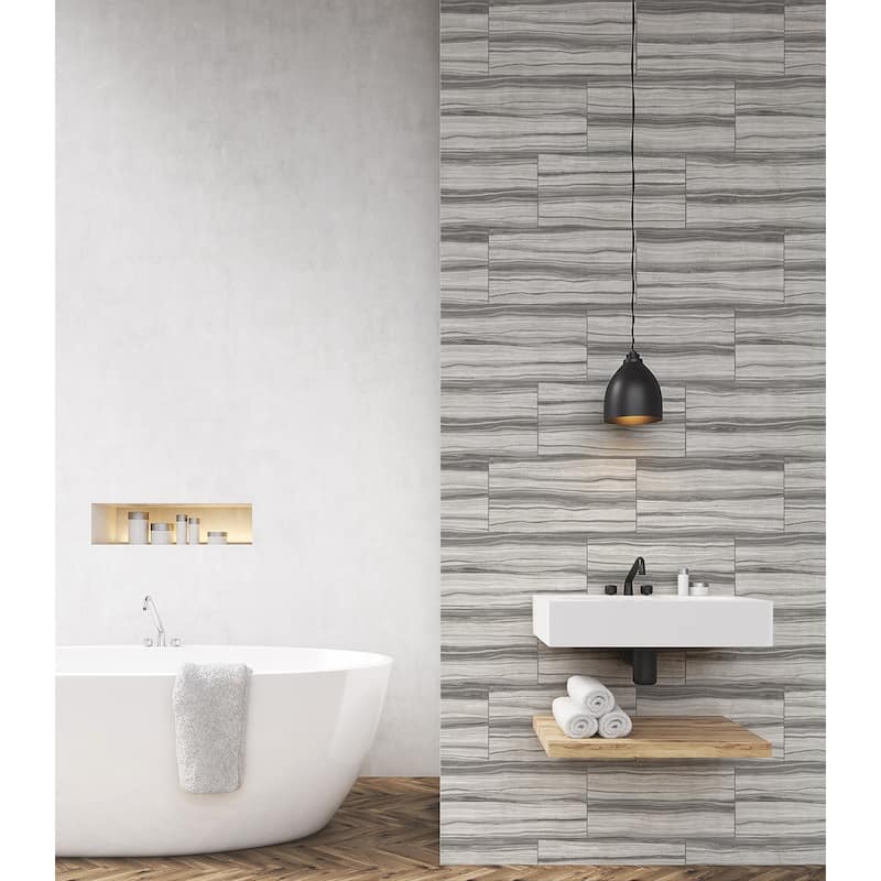 Seabrook Designs Pieced Faux Marble Unpasted Wallpaper