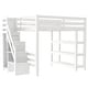 preview thumbnail 11 of 13, Loft Bed with Shelves, Storage Staircase, Small Wardrobe and White LED Light