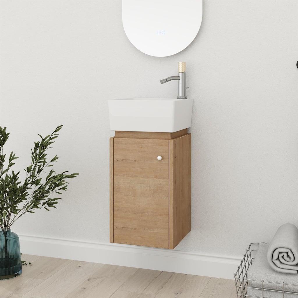 Bathroom Vanity With Sink In 12 Inch, Floating Bathroom Vanity With Soft Close Door
