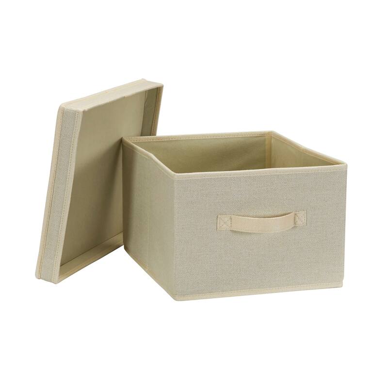 Household Essentials Canvas Storage Bins with Removable Lid, Set of 2