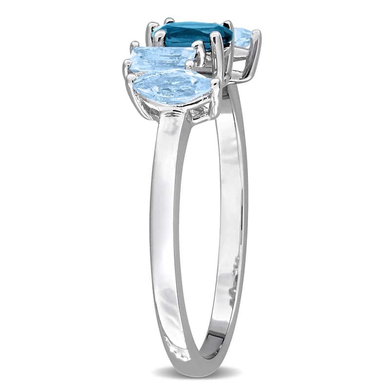Miadora 1ct TGW Blue Topaz Five Stone Ring Sterling Silver