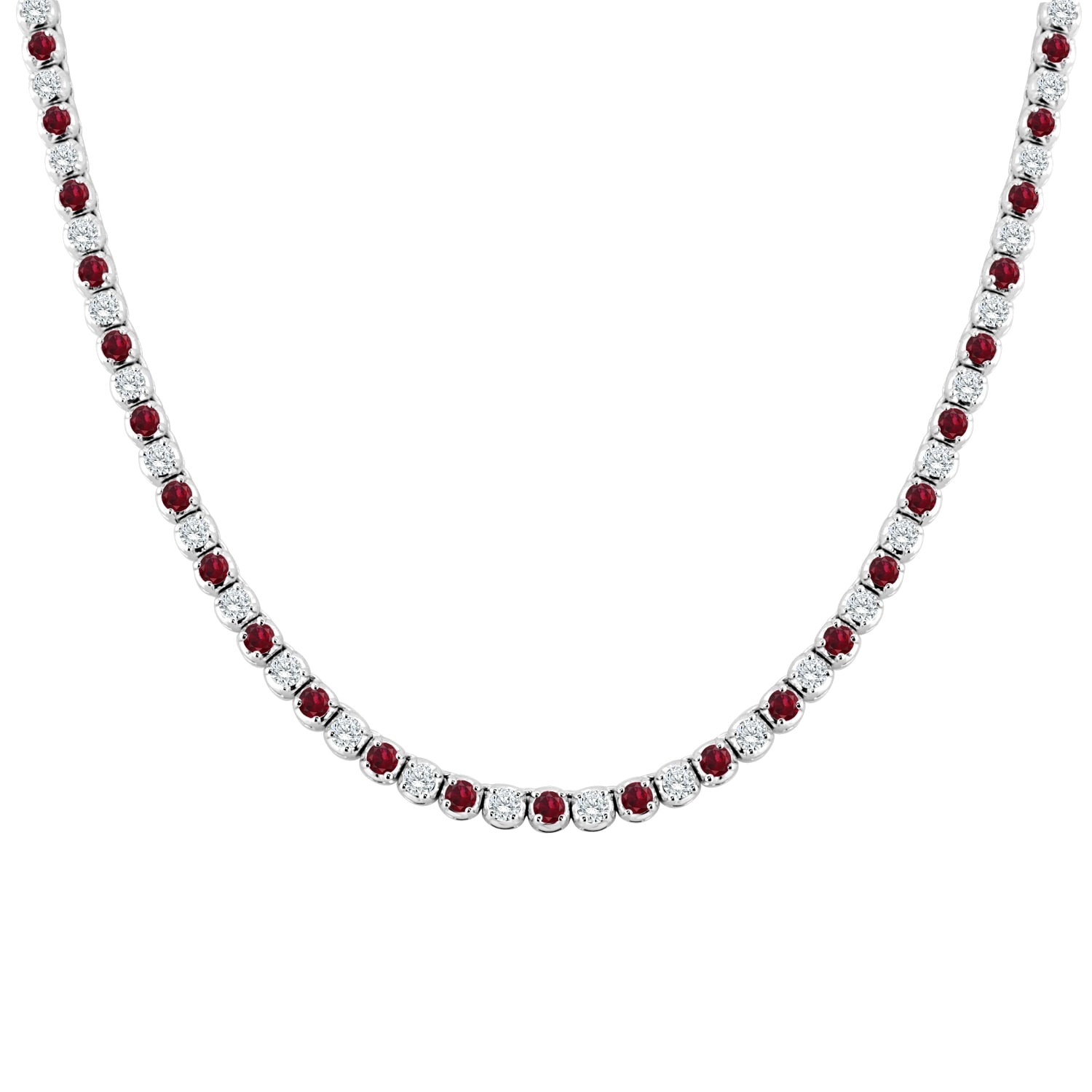 Auriya 14k Gold Ruby and Diamond Tennis Necklace