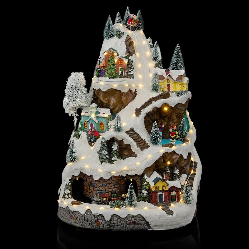 Alpine Corporation Christmas Winter Wonderland Set with LED Lights and Music