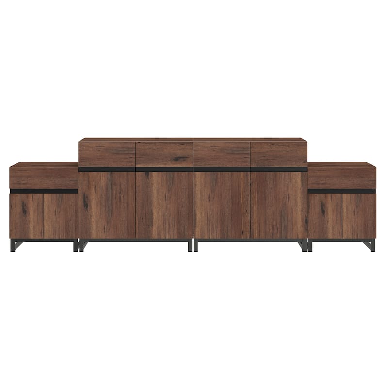 Modern TV Stand for TVs up to 70 Inches, 4-in-1 Entertainment Console with Storage Cabinets and 2 End Table, Media Cabinet