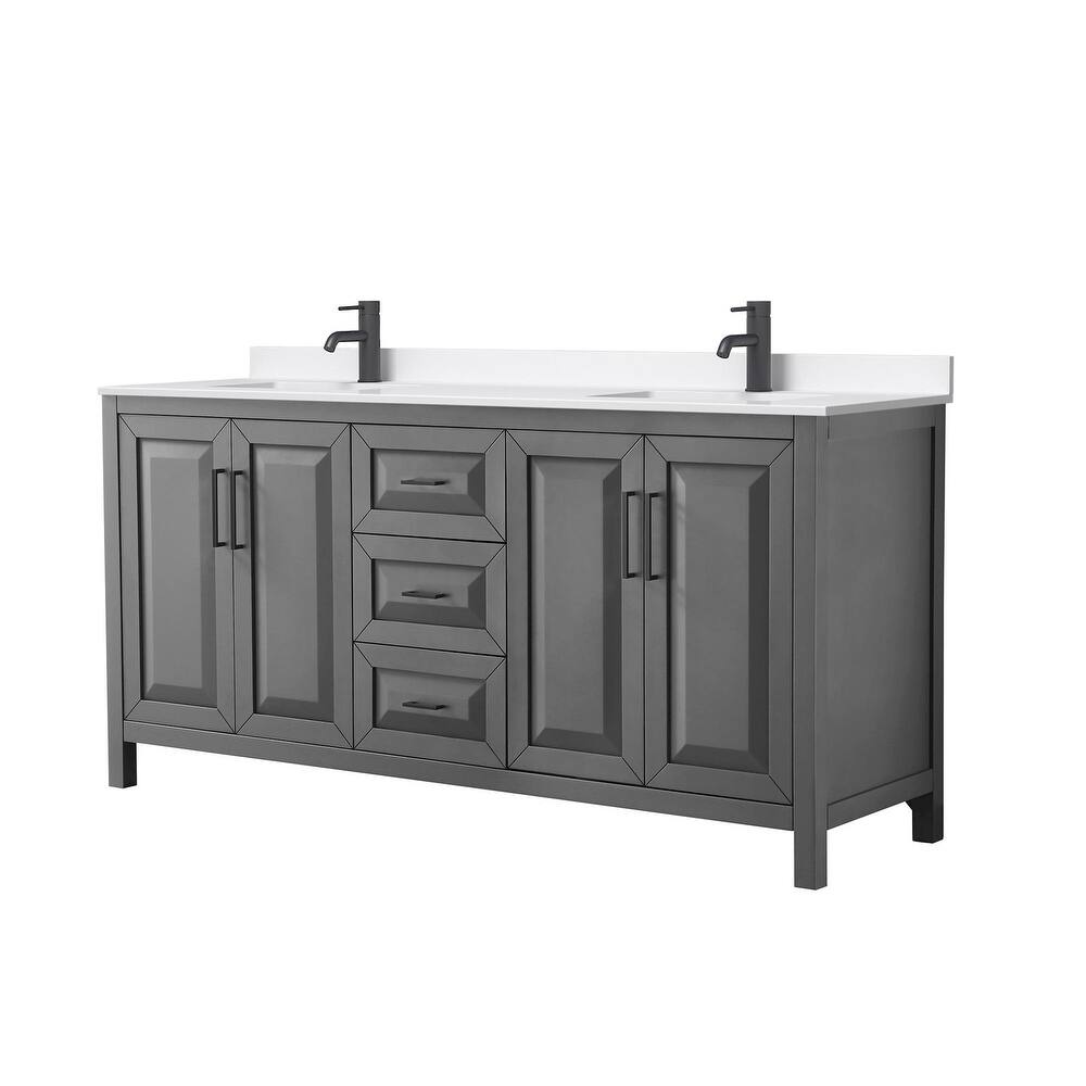 Daria 72-inch Double Vanity, Single Hole Quartz Top