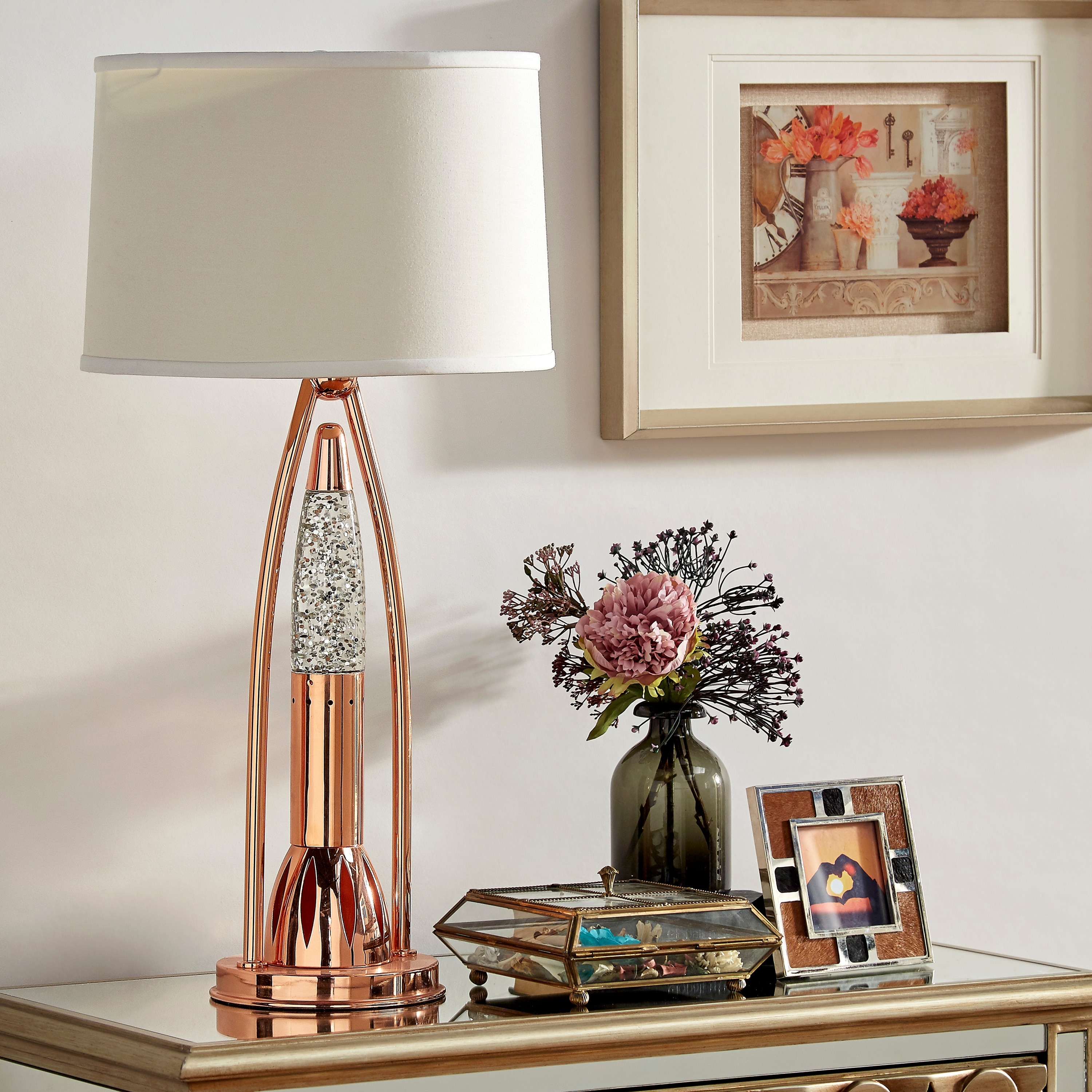 Water Dancing Table Lamp 1pc Modern Design Copper Finish Luxurious Sparkling Decorative Night lamp Bedroom Lamp Bed Bath Beyond 41886638