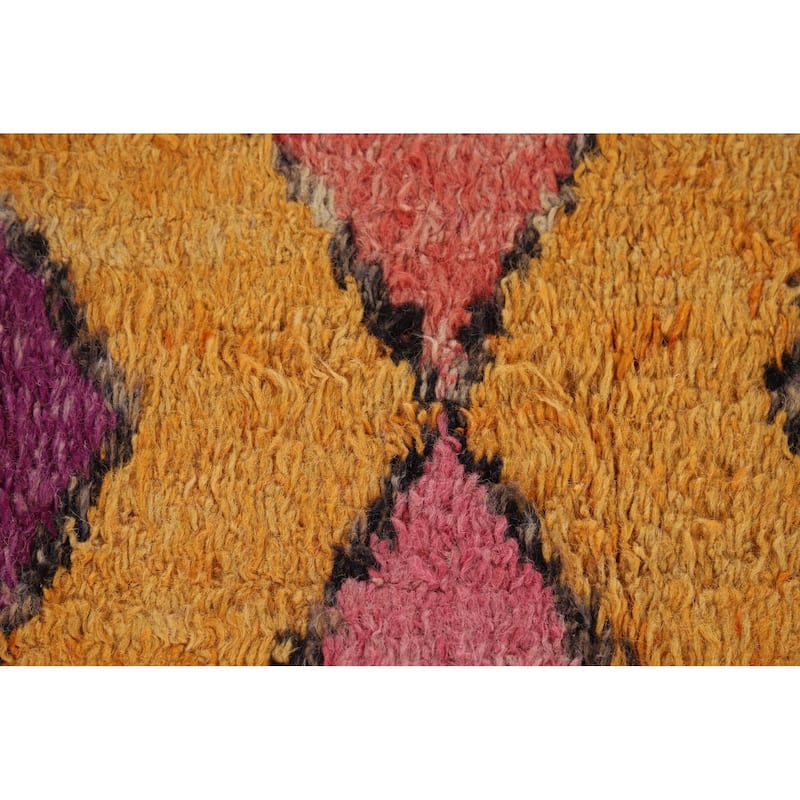 Colorful Trellis Moroccan Area Rug Handmade Geometric Wool Carpet - 7'7" x 11'0"