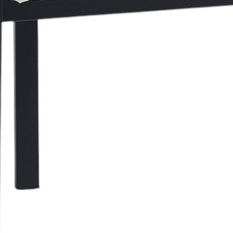 HomeRoots Set of Two White and Black Chenille And Metal Partially Open Back Dining Side Chairs