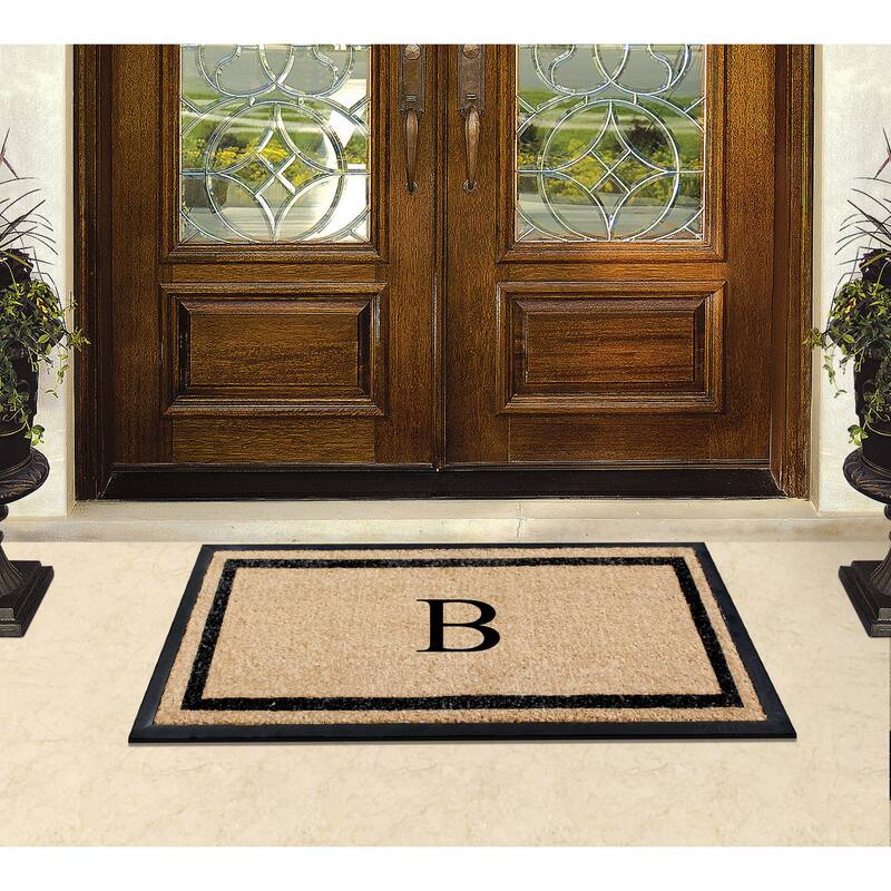 A1HC Rubber and Coir Heavy Weight large Outdoor Durable Monogrammed Doormat 24"X48", Beige