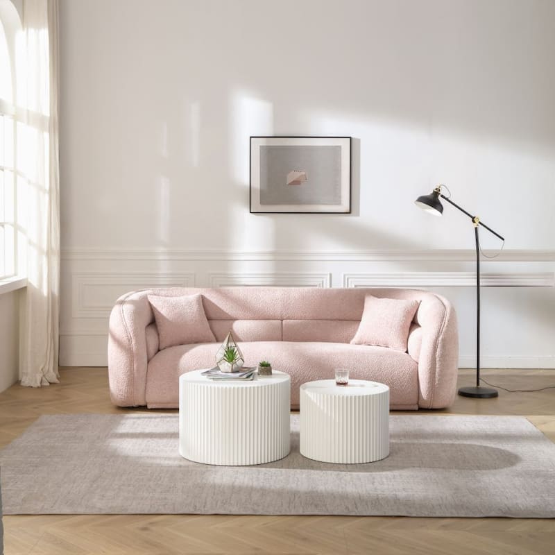 Mid Century Modern Curved Living Room 3-Seat Sofa,Assembled