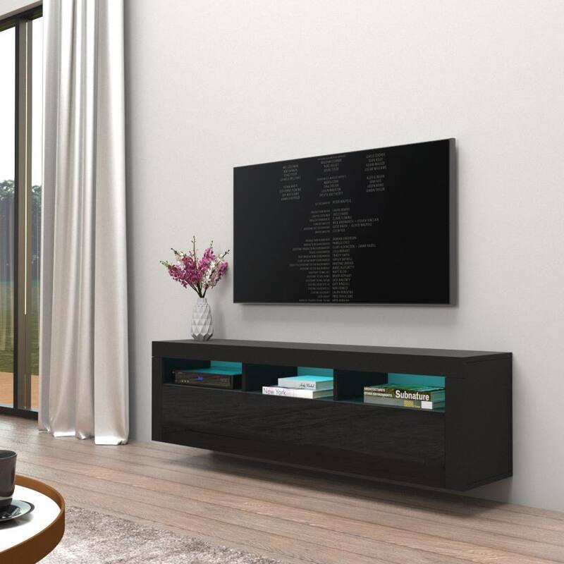 Milano Classic Wall Mounted Floating 63" TV Stand with 16 Color LEDs