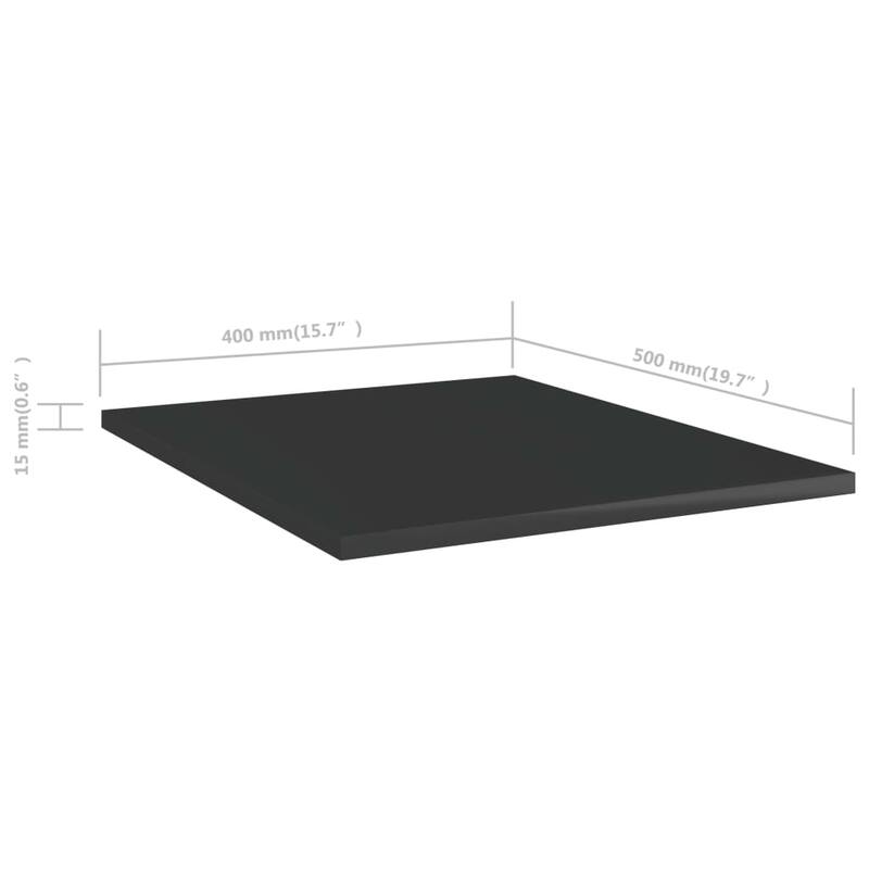 vidaXL Bookshelf Boards 8 pcs High Gloss Black 15.7"x19.7"x0.6" Chipboard