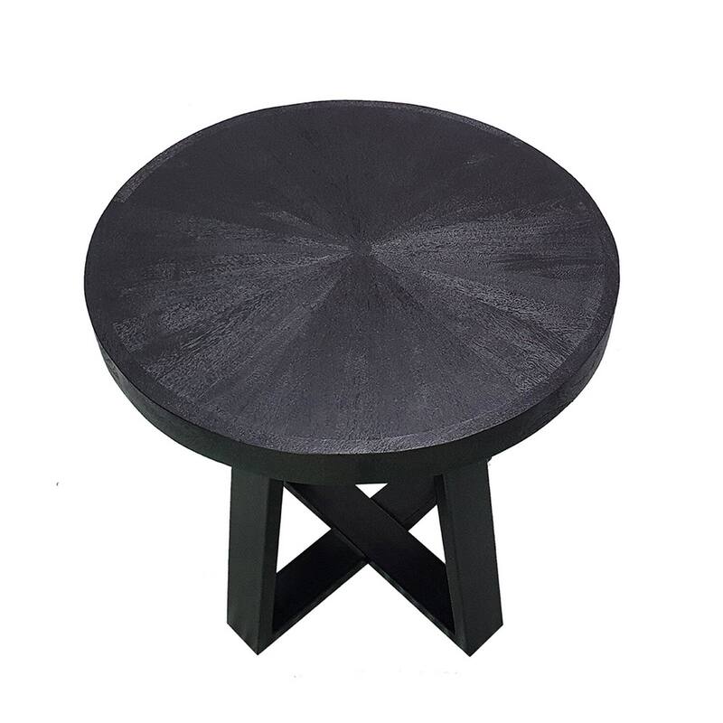 23.6 in. Black Round Wood End Table, Sturdy Build End Side Table for Living Rooms