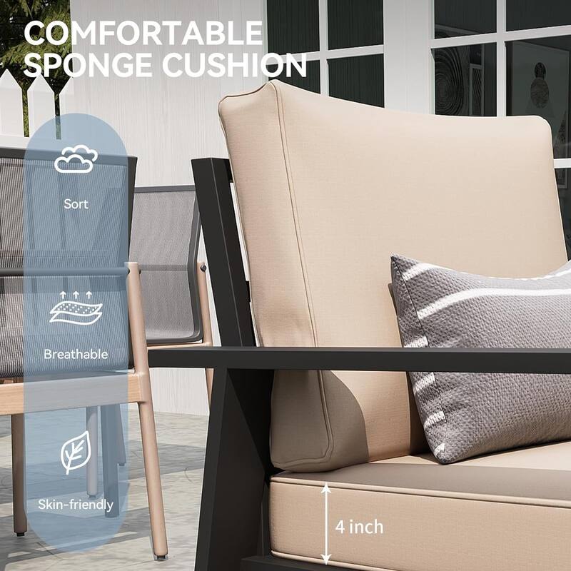 4 Pieces Patio Furniture Set Outdoor Aluminum Furniture Set