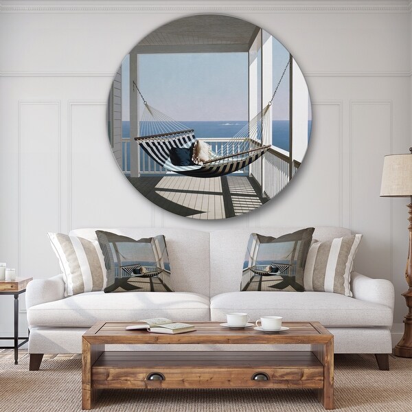 Designart Hammock Pillows Nautical Coastal Metal Circle Wall
