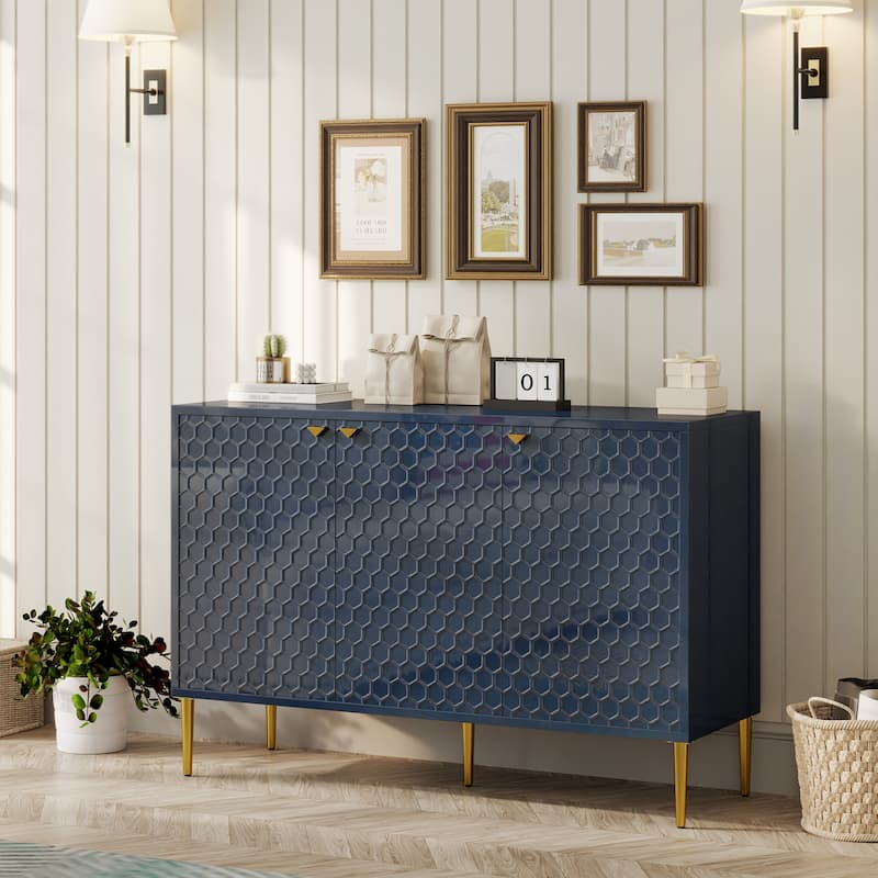 3 Door Glossy Storage Locker Accent Cabinet/Buffet
