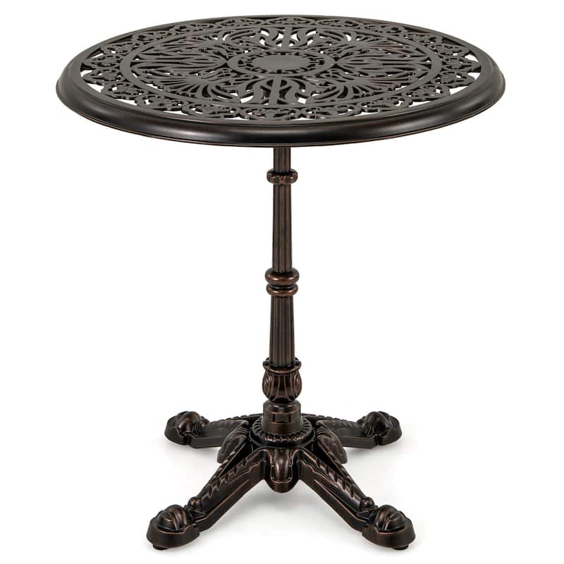 Costway 27” Round Cast Aluminum Patio Bistro Table with Hollow Top - Copper - See Details