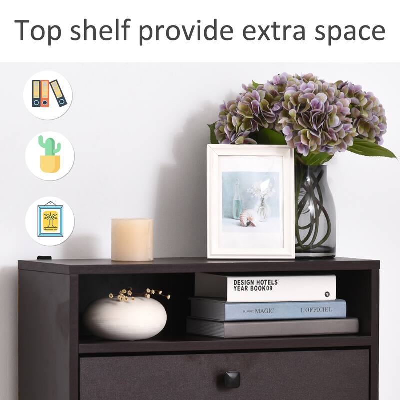 HomCom Trendy Shoe Storage Cabinet with 3 Large Fold-out Drawers & a Spacious Top Surface for Small Items