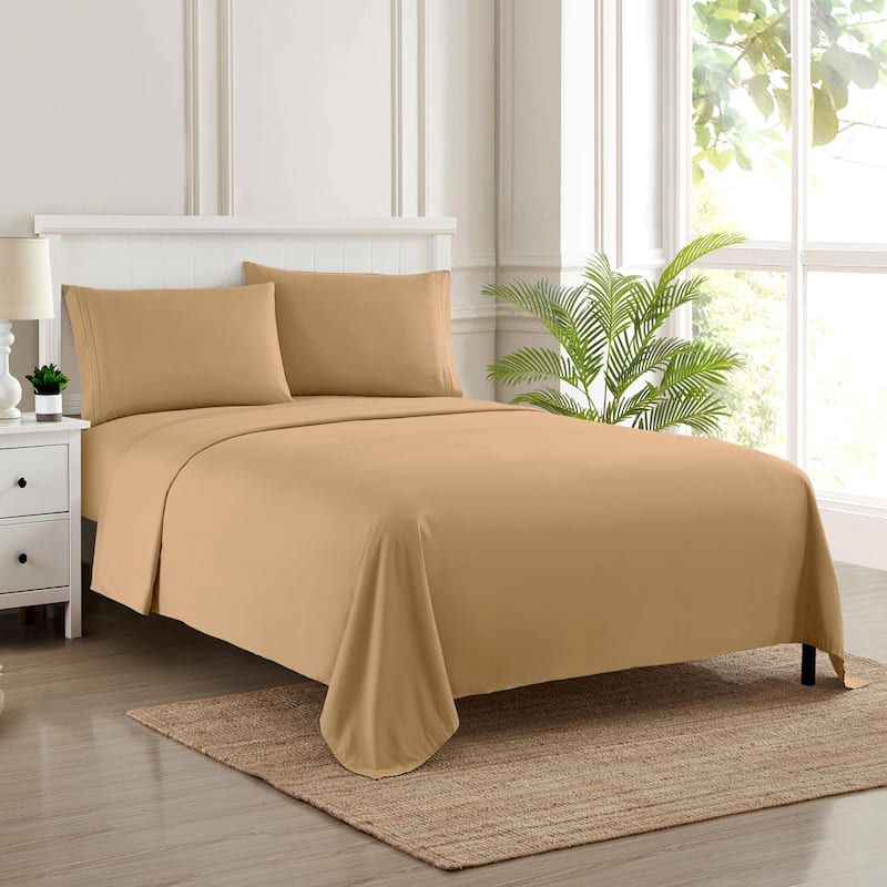 Sweet Home Collection 4 Piece Sheet Set, Ultra Soft 1800 Series, Double Brushed Microfiber - Taupe