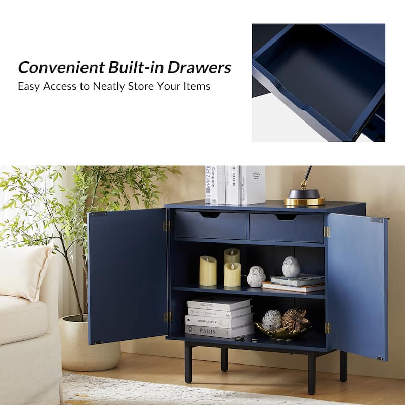 Arnold Modern 30"Tall 2 Door Accent Cabinet with Metal Leg Set of 2by HULALA HOME