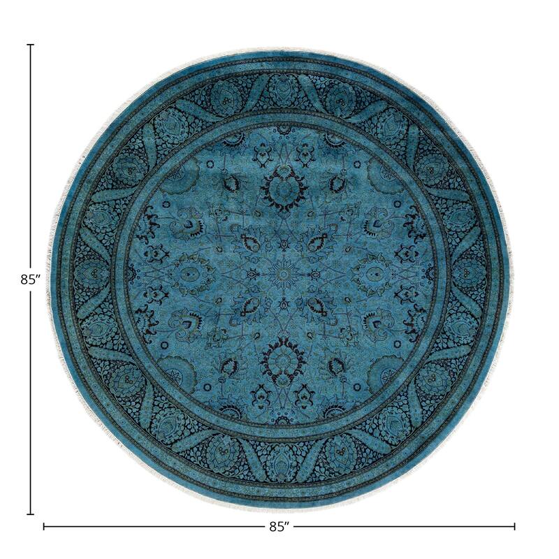 Fine Vibrance, One-of-a-Kind Hand-Knotted Area Rug - Blue, 7' 1" x 7' 1" - 7' 1" x 7' 1"