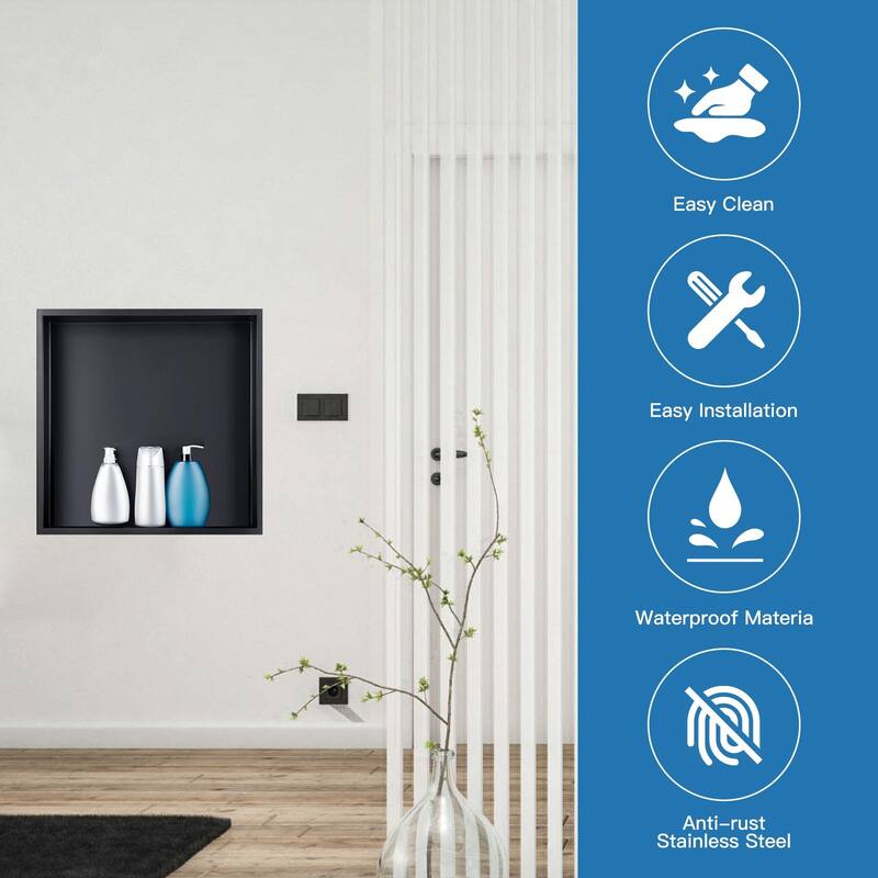 WIZ 12-inch W x 12-inch H x 4-inch D Stainless Steel Shower Niche - N/A