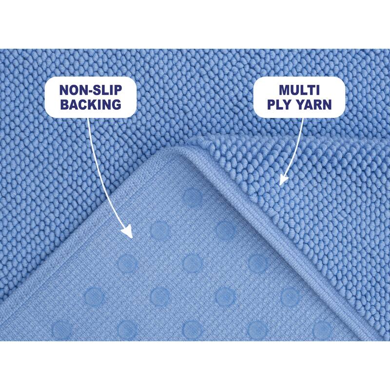 American Soft Linen 100% Cotton Bath Mat Rugs, 20x34 inches Slip Resistant Bottom Base Bath Mats for Bathroom