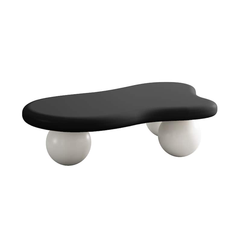 40 Inch Cloud Shaped Coffee Table with 3 Ball Legs for Living Room