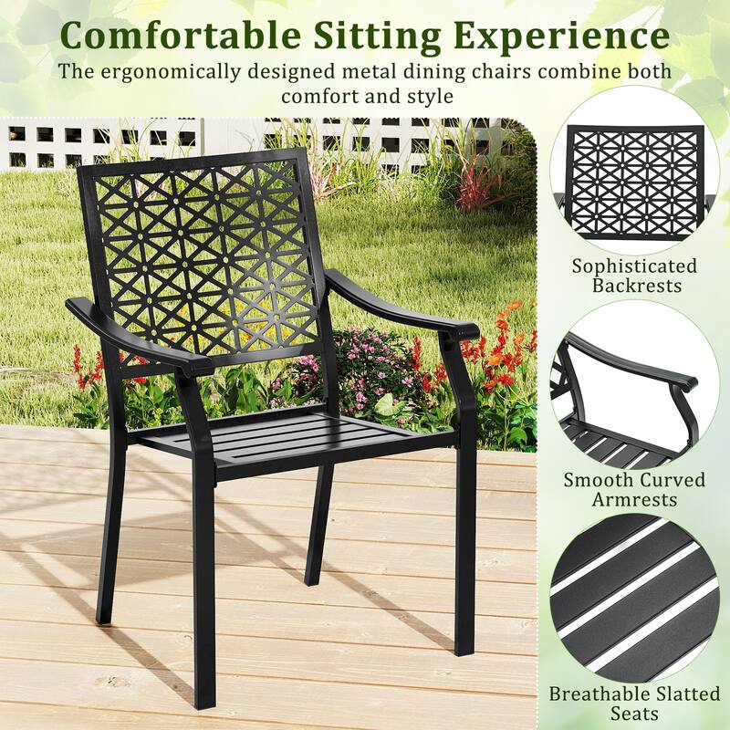 Gymax 7PCS Expandable Outdoor Dining Set w/Slatted Tabletop & Seats