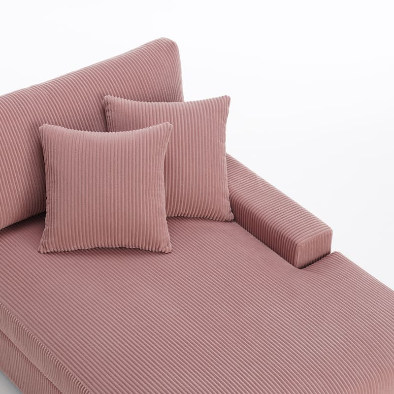 Corduroy Chaise Lounge Chair Upholstered Indoor Lounger Sofa