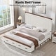 preview thumbnail 4 of 53, Farmhouse Wood Bed Frame with 54" Tall Headboard, 2 Large Drawers