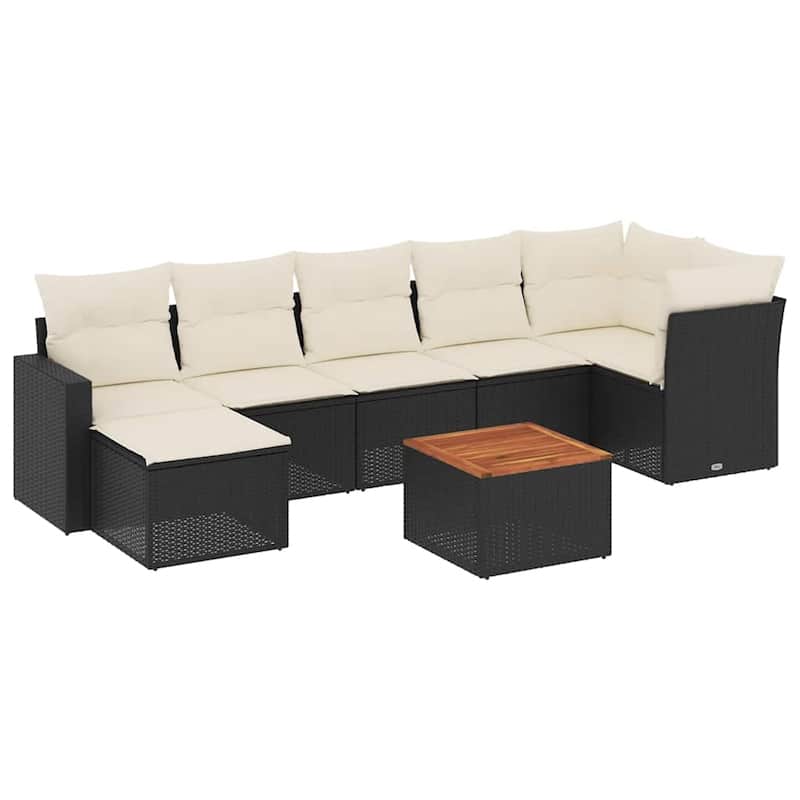 vidaXL Patio Sofa Set with Cushions Outdoor Furniture 8 Piece Poly Rattan - 21.7 x 21.7 x 14.6