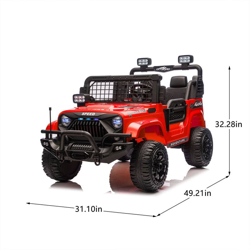 24V 2-seater Kids Ride On Electric Truck Car W/Parents Control, 2wd, Four-wheel Suspension, 8.66in Ground Clearance
