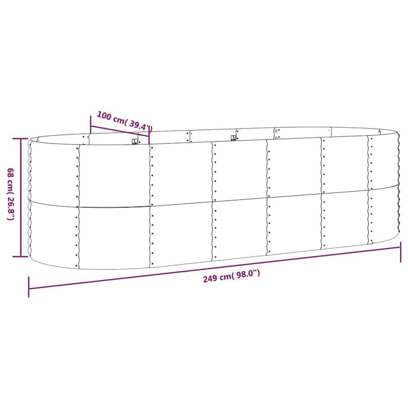 vidaXL Garden Raised Bed Anthracite Powder-coated steel - 98.0 x 39.4 x 26.8