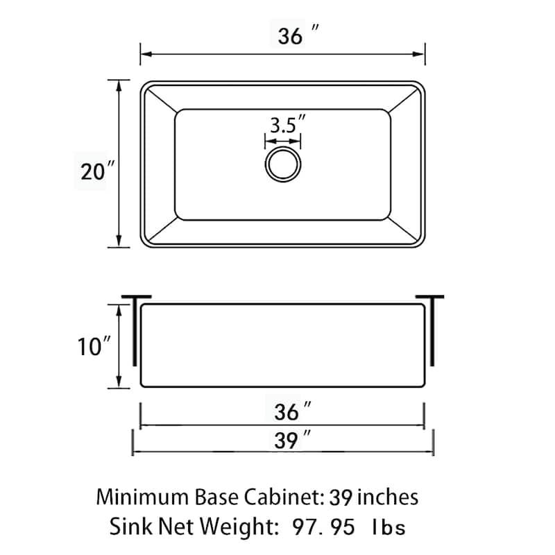 Sinber Farmhouse Apron Single Bowl Kitchen Sink with Fireclay White Finish