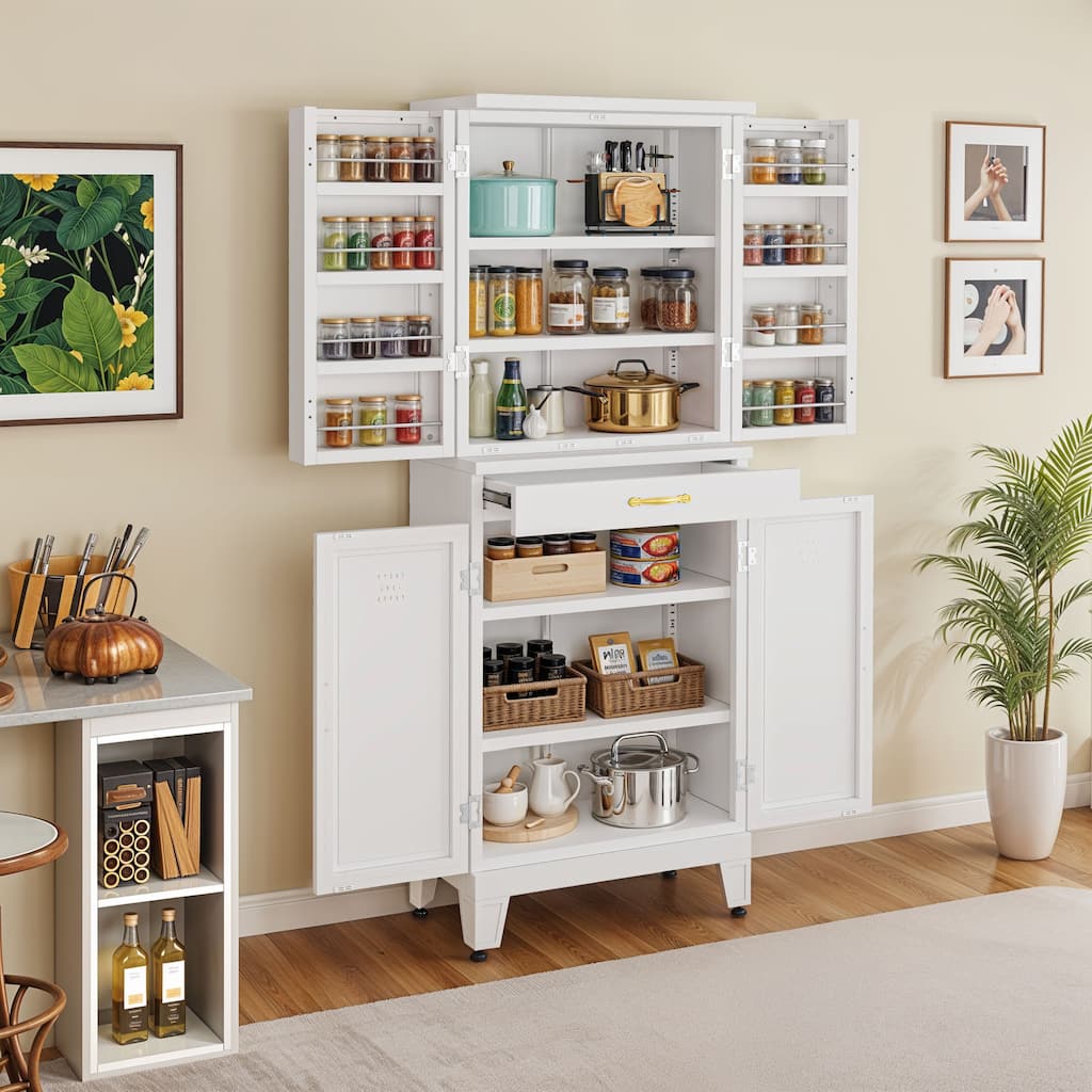 72" Tall Metal Storage Cabinet Organizer for Bathroom, Kitchen & Living Room