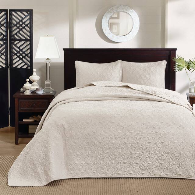 Madison Park Mansfield Reversible Bedspread Set - Cream - Queen