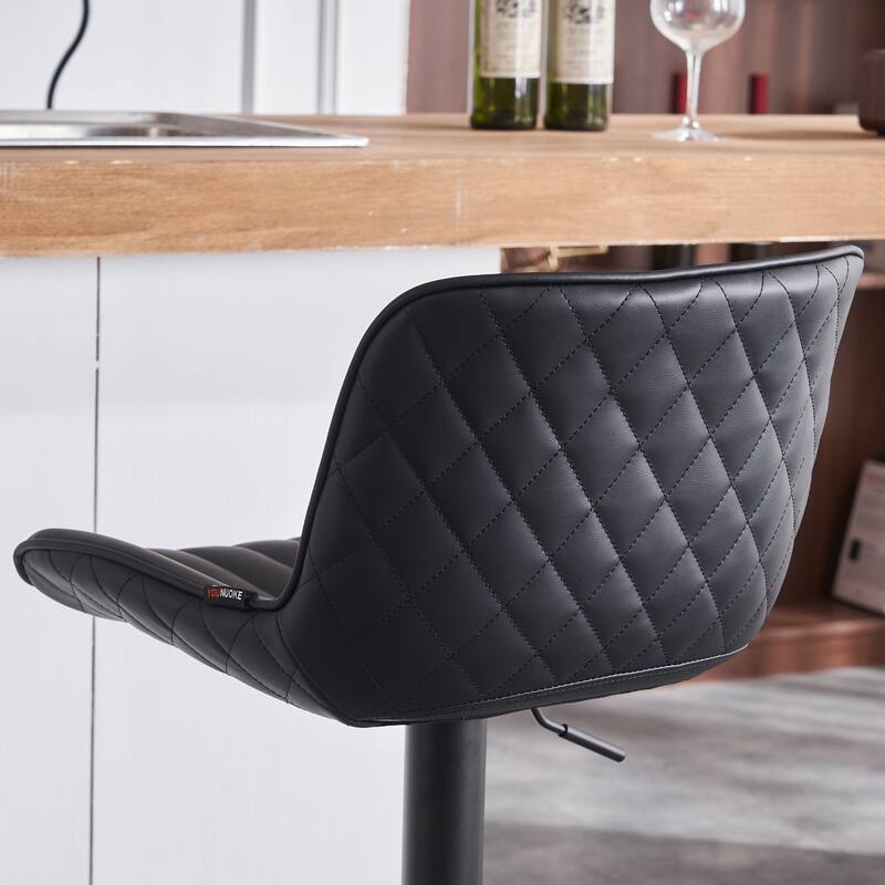 Bar Stools Set of 2, Counter Height Barstools with Back, Leather Bar Chair for Kitchen island