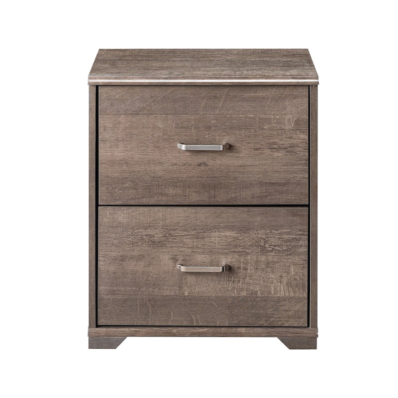 DH BASIC Transitional 2-Drawer Nightstand with Bar Pulls by Denhour