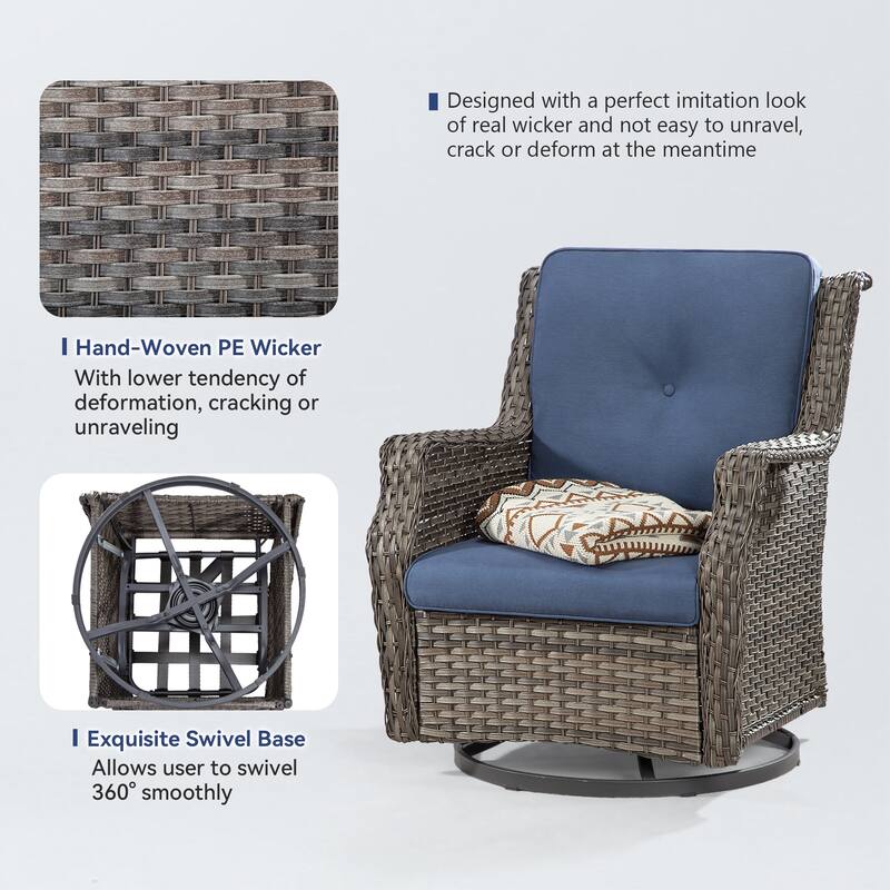 Cozywor Wicker Patio Outdoor Lounge Chair Swivel Rocking Chair