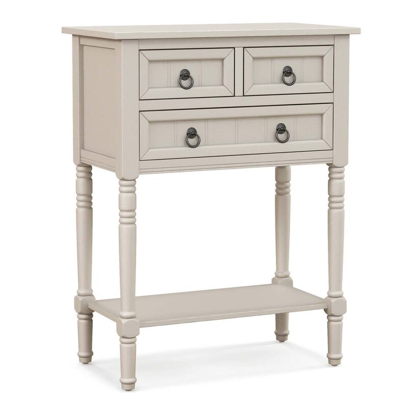 Console Entryway Table with 3 Drawers Open Shelf Beige/Dark Grey - Beige