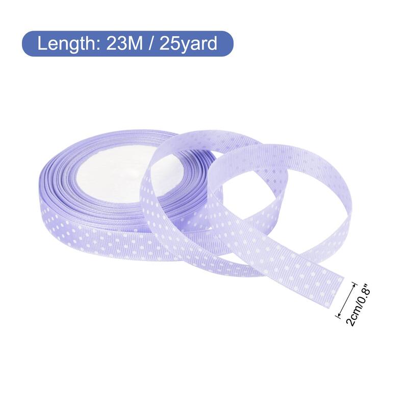 Grosgrain Ribbons with Dots Ribbon Bow Decoration - Purple - 25 Yards 3/4 Inch